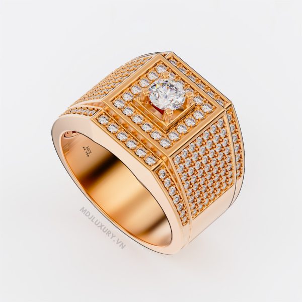 Nhẫn Nam Vàng Đá Ruby và kim cương cao cấp 14K MDJ LUXURY - NN368