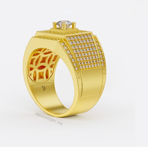 Nhẫn Nam Vàng Đá Ruby và kim cương cao cấp 14K MDJ LUXURY - NN368