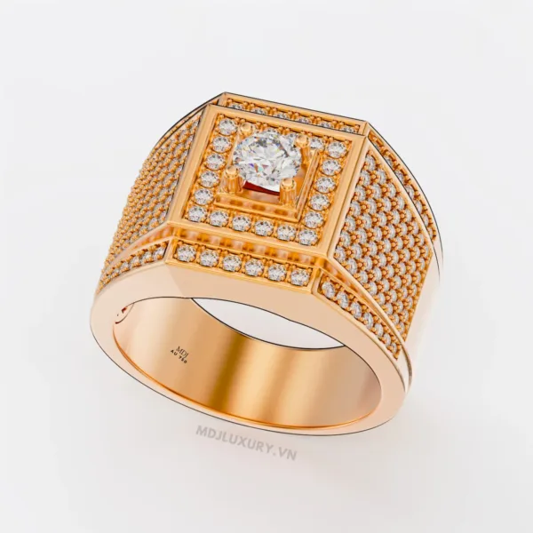 Nhẫn Nam Vàng Đá Ruby và kim cương cao cấp 14K MDJ LUXURY - NN368