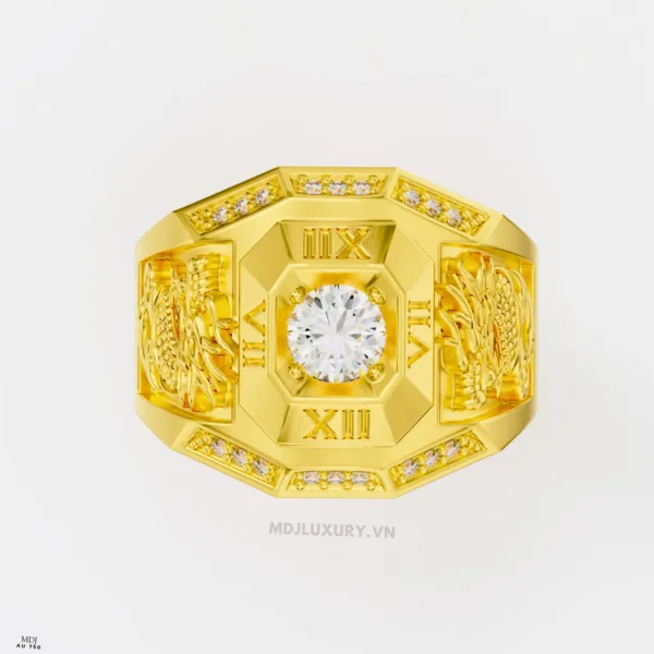 Nhẫn Nam Vàng Đá Ruby và kim cương cao cấp 14K MDJ LUXURY - NN369