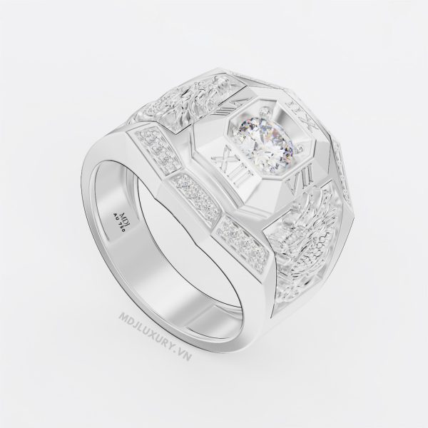 Nhẫn Nam Vàng Đá Ruby và kim cương cao cấp 14K MDJ LUXURY - NN369