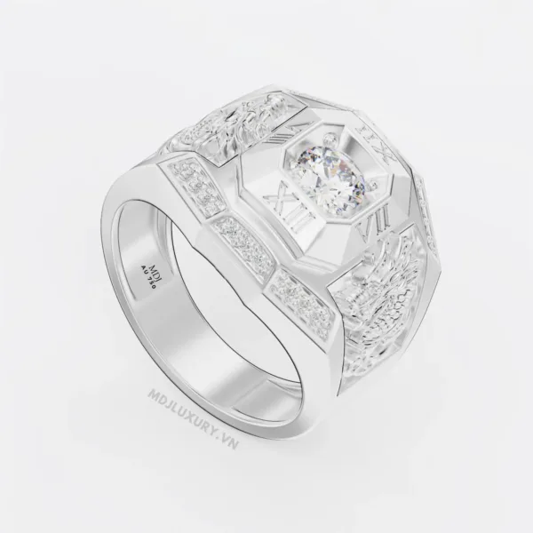 Nhẫn Nam Vàng Đá Ruby và kim cương cao cấp 14K MDJ LUXURY - NN369