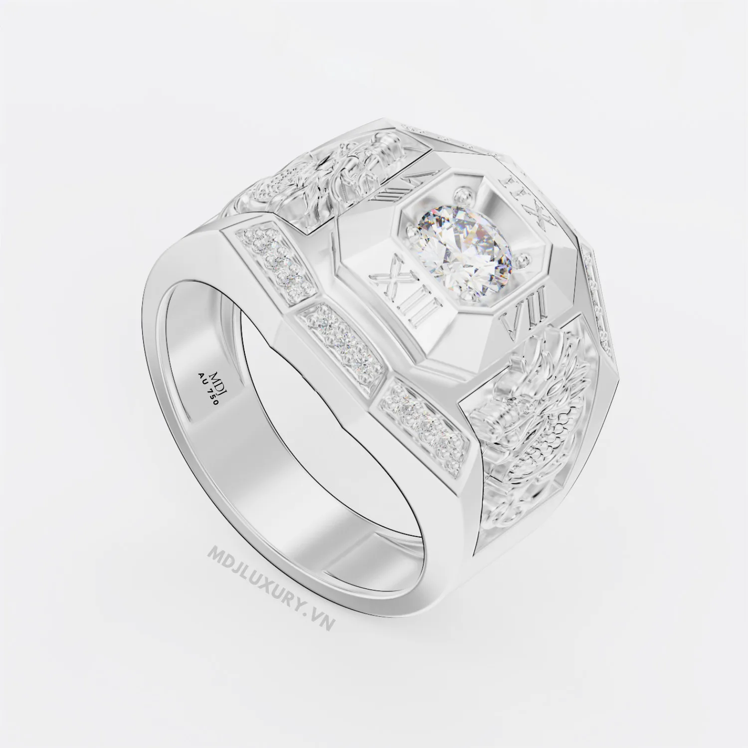 Nhẫn Nam Vàng Đá Ruby và kim cương cao cấp 14K MDJ LUXURY - NN369