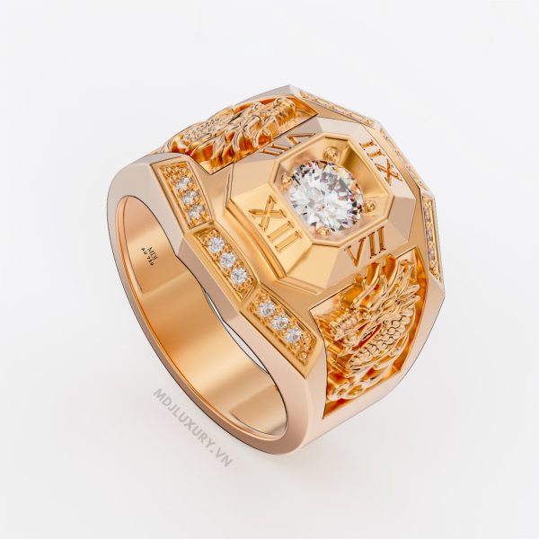 Nhẫn Nam Vàng Đá Ruby và kim cương cao cấp 14K MDJ LUXURY - NN369