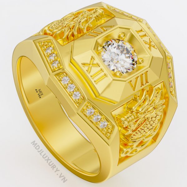 Nhẫn Nam Vàng Đá Ruby và kim cương cao cấp 14K MDJ LUXURY - NN369