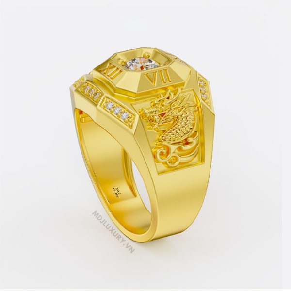 Nhẫn Nam Vàng Đá Ruby và kim cương cao cấp 14K MDJ LUXURY - NN369