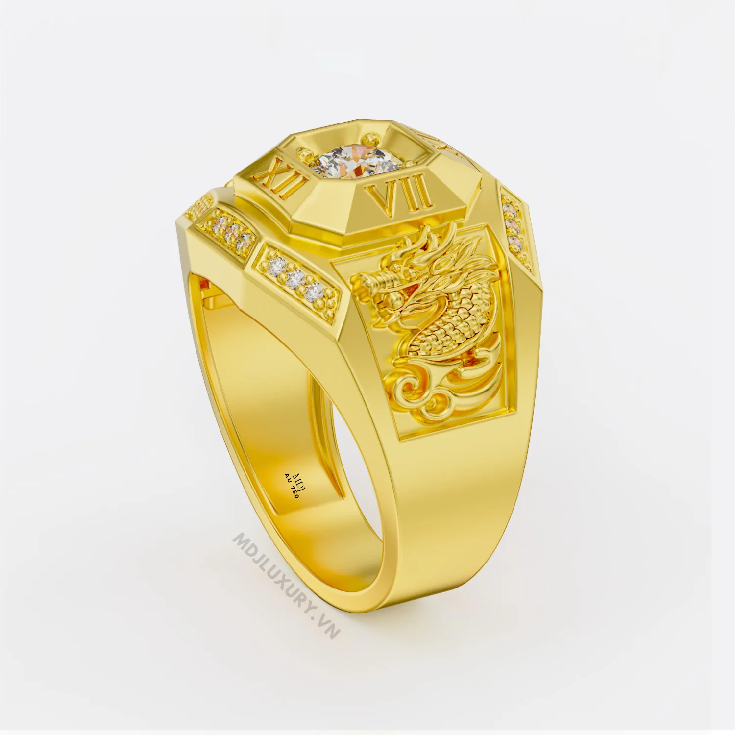 Nhẫn Nam Vàng Đá Ruby và kim cương cao cấp 14K MDJ LUXURY - NN369