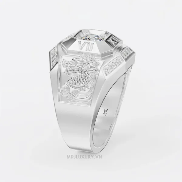 Nhẫn Nam Vàng Đá Ruby và kim cương cao cấp 14K MDJ LUXURY - NN369