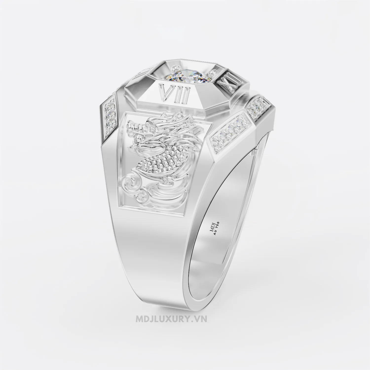 Nhẫn Nam Vàng Đá Ruby và kim cương cao cấp 14K MDJ LUXURY - NN369