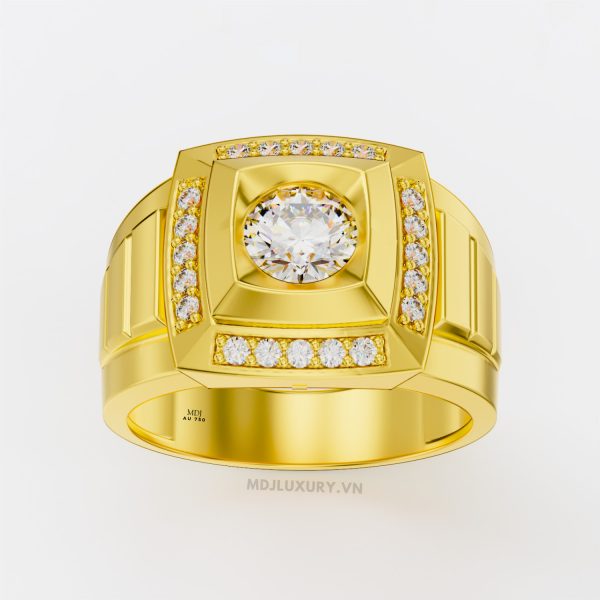 Nhẫn Nam Vàng Đá Ruby và kim cương cao cấp MDJ LUXURY - NN370