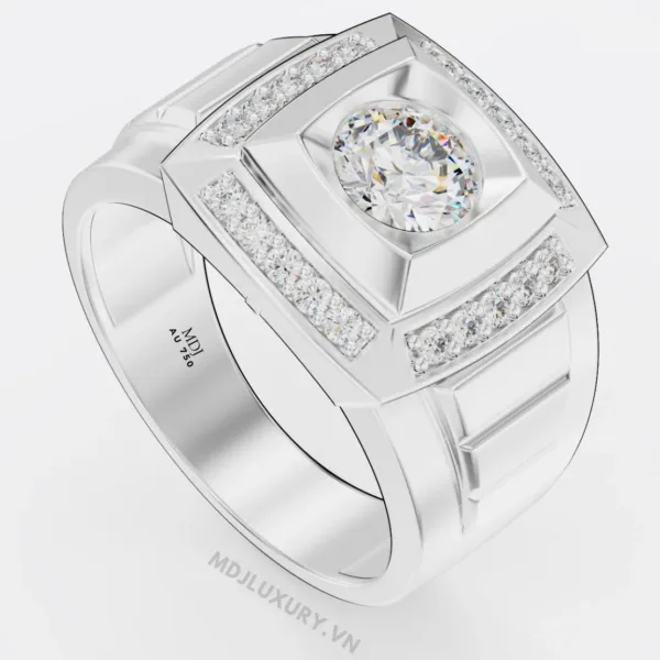Nhẫn Nam Vàng Đá Ruby và kim cương cao cấp MDJ LUXURY - NN370