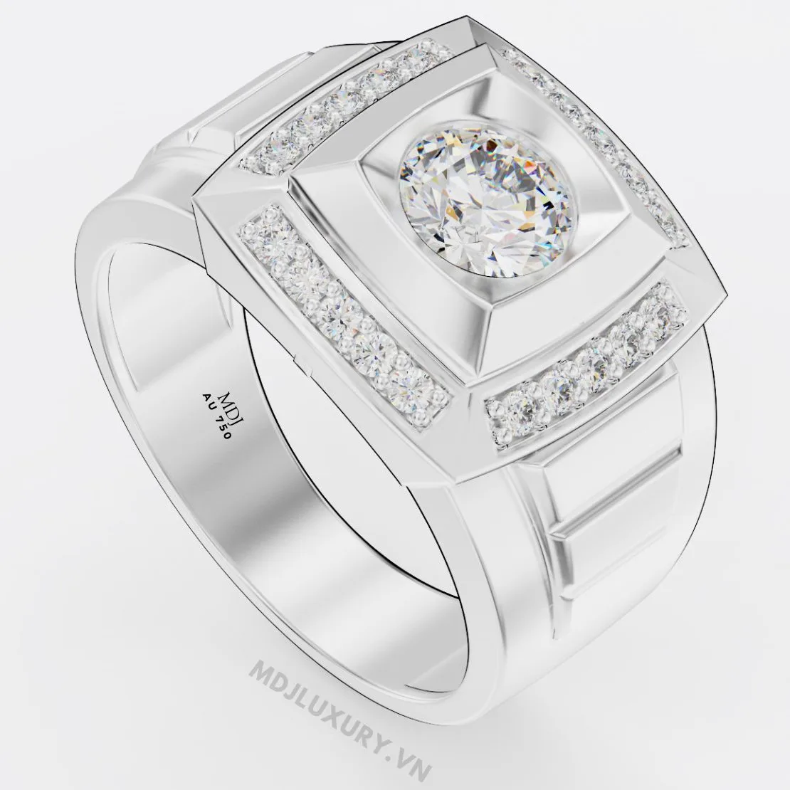 Nhẫn Nam Vàng Đá Ruby và kim cương cao cấp MDJ LUXURY - NN370