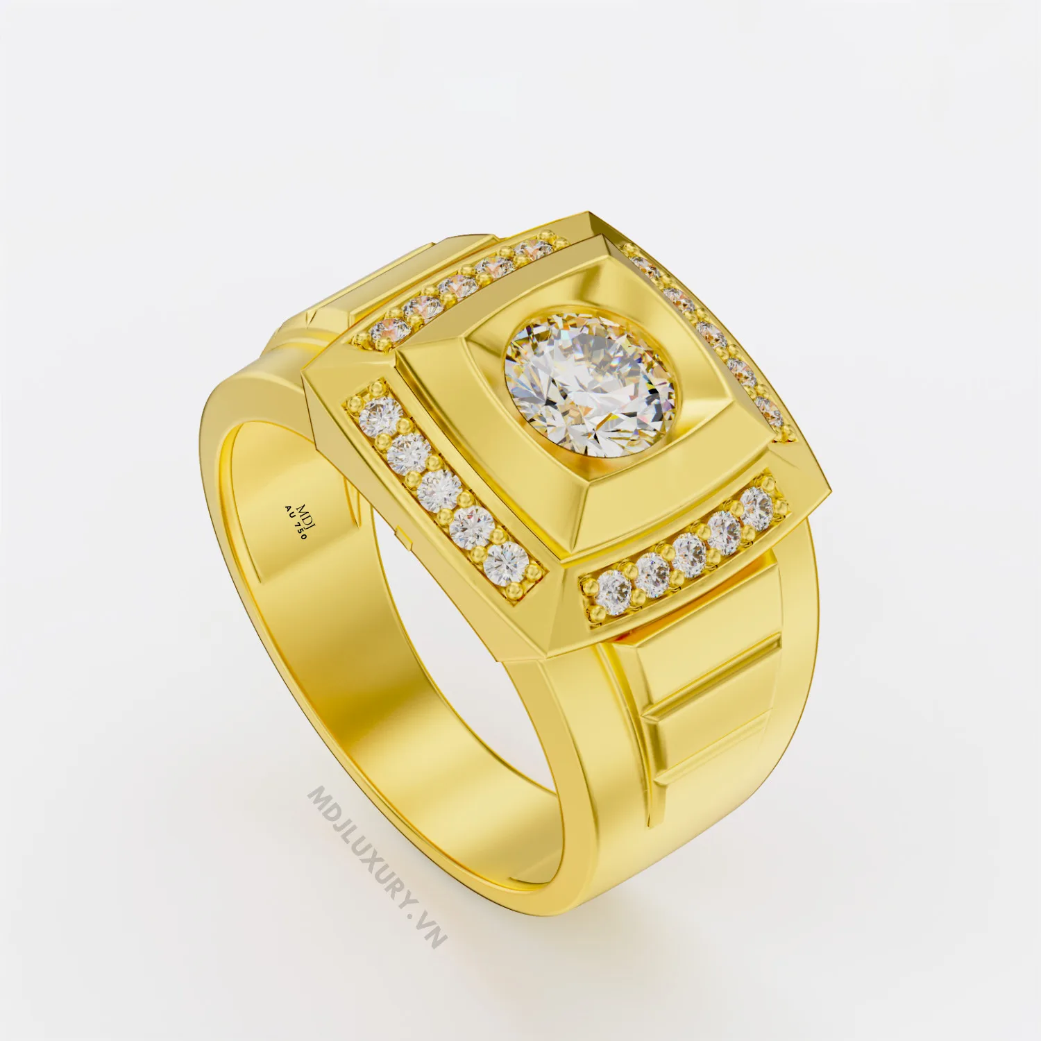 Nhẫn Nam Vàng Đá Ruby và kim cương cao cấp MDJ LUXURY - NN370