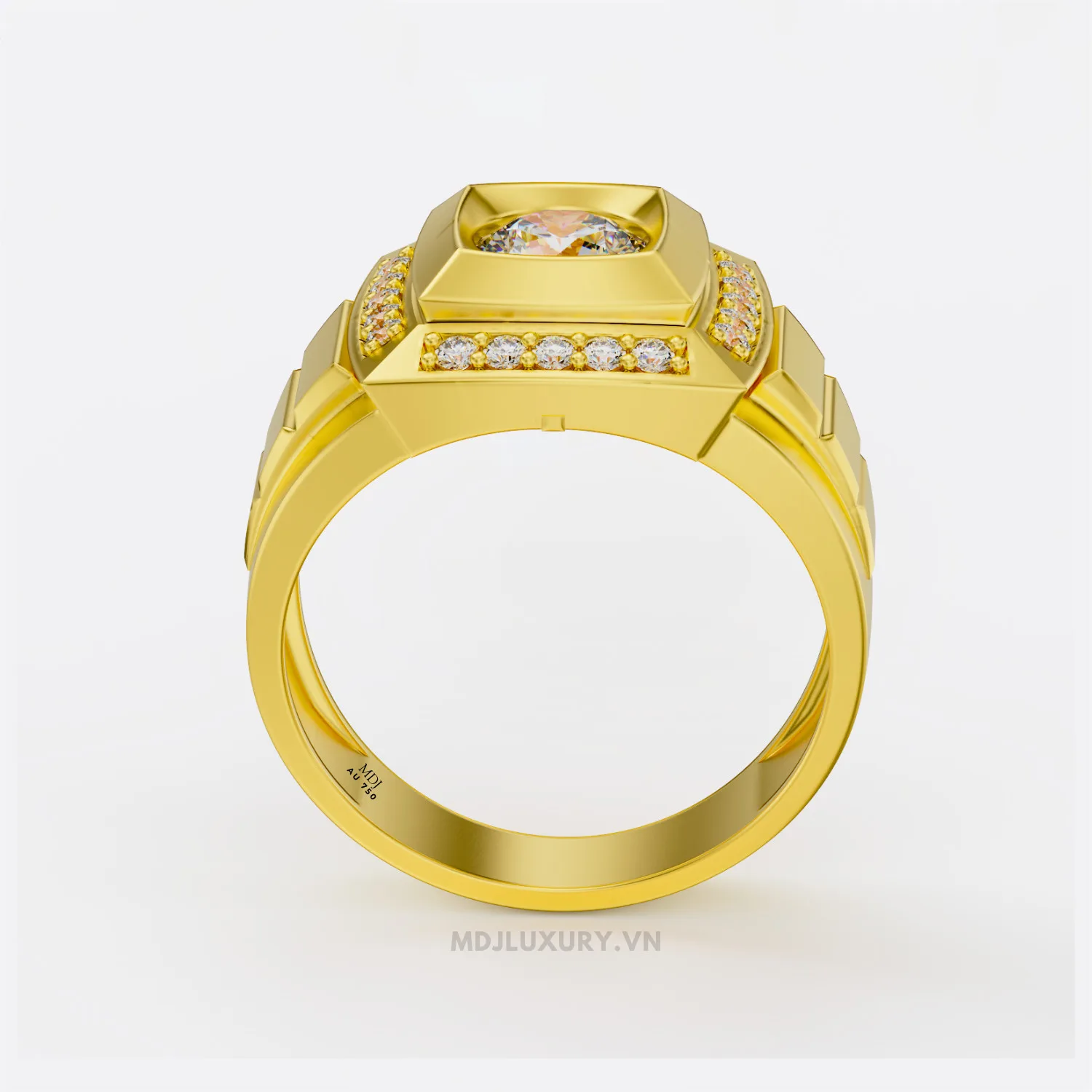 Nhẫn Nam Vàng Đá Ruby và kim cương cao cấp MDJ LUXURY - NN370