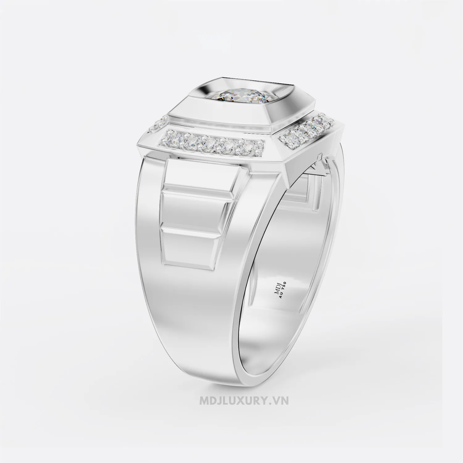 Nhẫn Nam Vàng Đá Ruby và kim cương cao cấp MDJ LUXURY - NN370