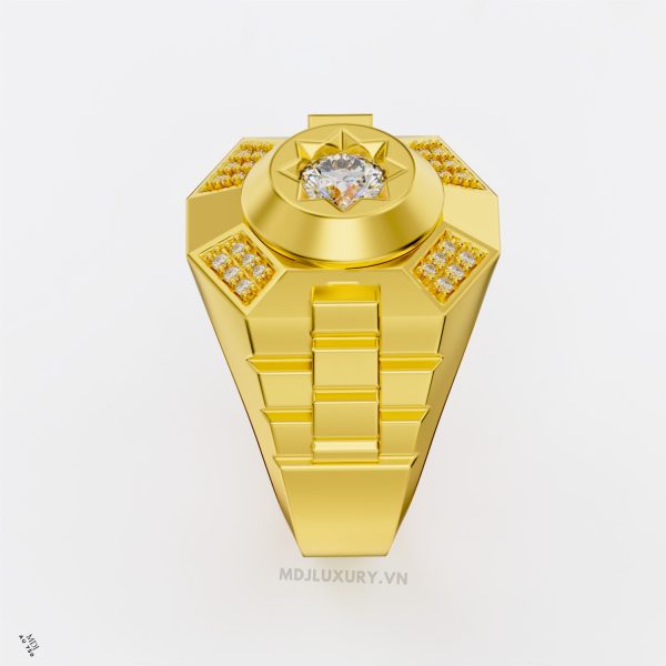 Nhẫn Vàng Nam Kim Cương Nhân Tạo Moissanite MDJ Vàng Tây 18K NN371