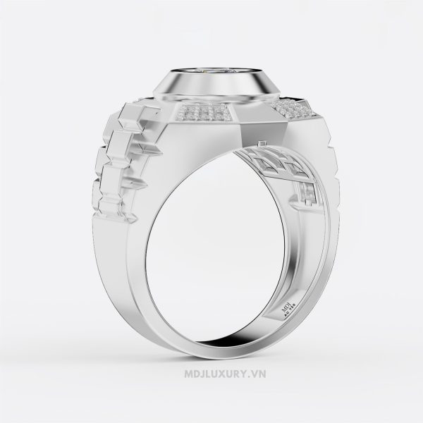 Nhẫn Vàng Nam Kim Cương Nhân Tạo Moissanite MDJ Vàng Tây 18K NN371