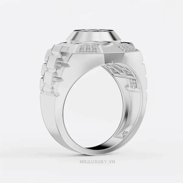 Nhẫn Vàng Nam Kim Cương Nhân Tạo Moissanite MDJ Vàng Tây 18K NN371