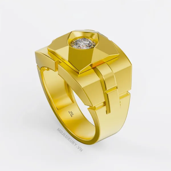 Nhẫn Vàng Nam Kim Cương Thiên Nhiên MDJ Vàng Tây 18K NN372