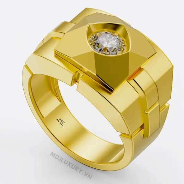 Nhẫn Vàng Nam Kim Cương Thiên Nhiên MDJ Vàng Tây 18K NN372