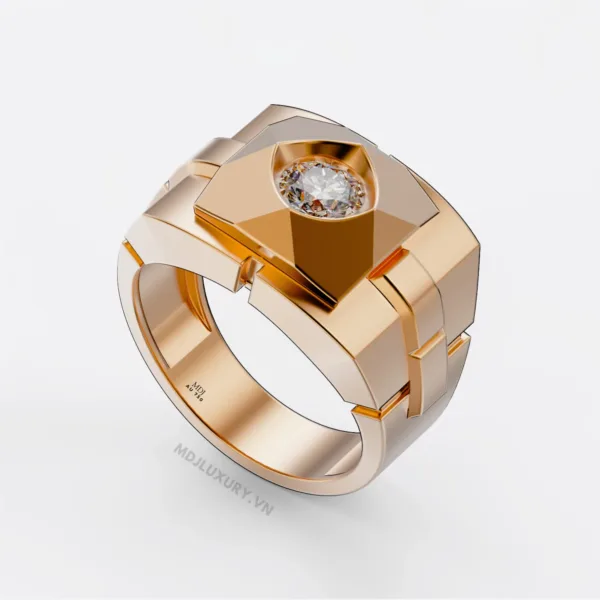 Nhẫn Vàng Nam Kim Cương Thiên Nhiên MDJ Vàng Tây 18K NN372
