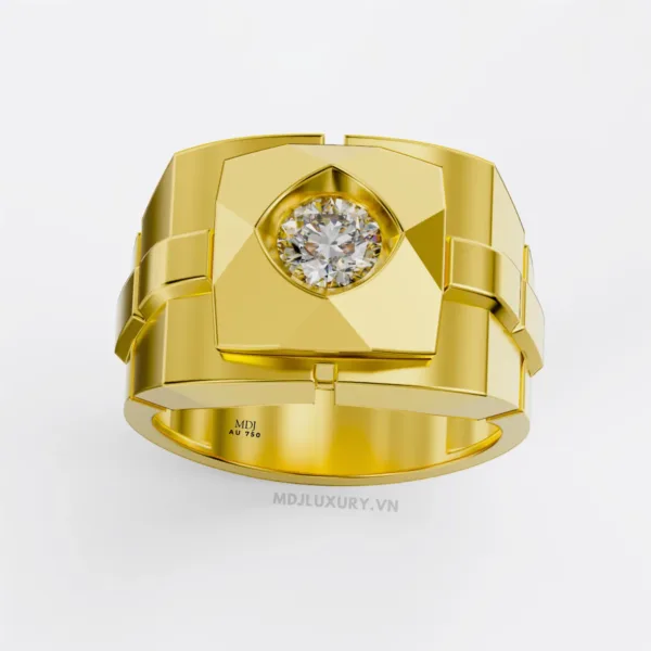 Nhẫn Vàng Nam Kim Cương Thiên Nhiên MDJ Vàng Tây 18K NN372