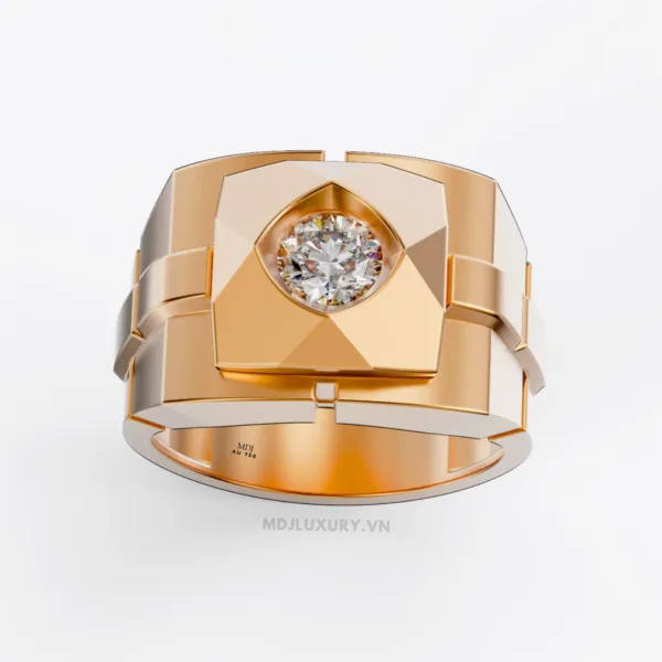Nhẫn Vàng Nam Kim Cương Thiên Nhiên MDJ Vàng Tây 18K NN372