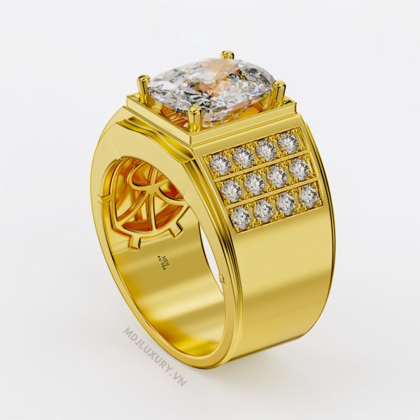 Nhẫn Vàng Nam đá Ruby cao cấp MDJ Vàng Tây 18K NN375