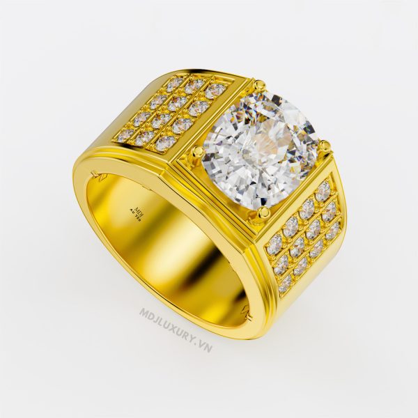 Nhẫn Vàng Nam đá Ruby cao cấp MDJ Vàng Tây 18K NN375