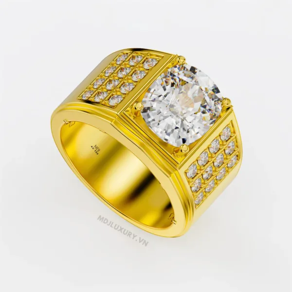 Nhẫn Vàng Nam đá Ruby cao cấp MDJ Vàng Tây 18K NN375