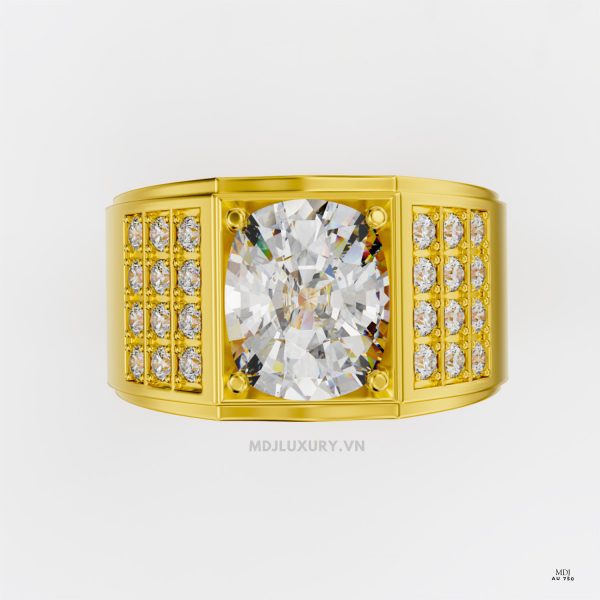 Nhẫn Vàng Nam đá Ruby cao cấp MDJ Vàng Tây 18K NN375
