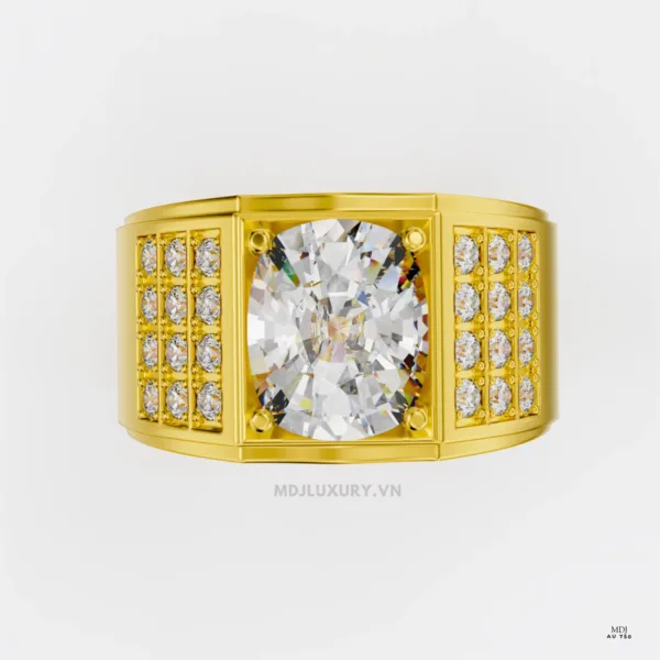 Nhẫn Vàng Nam đá Ruby cao cấp MDJ Vàng Tây 18K NN375