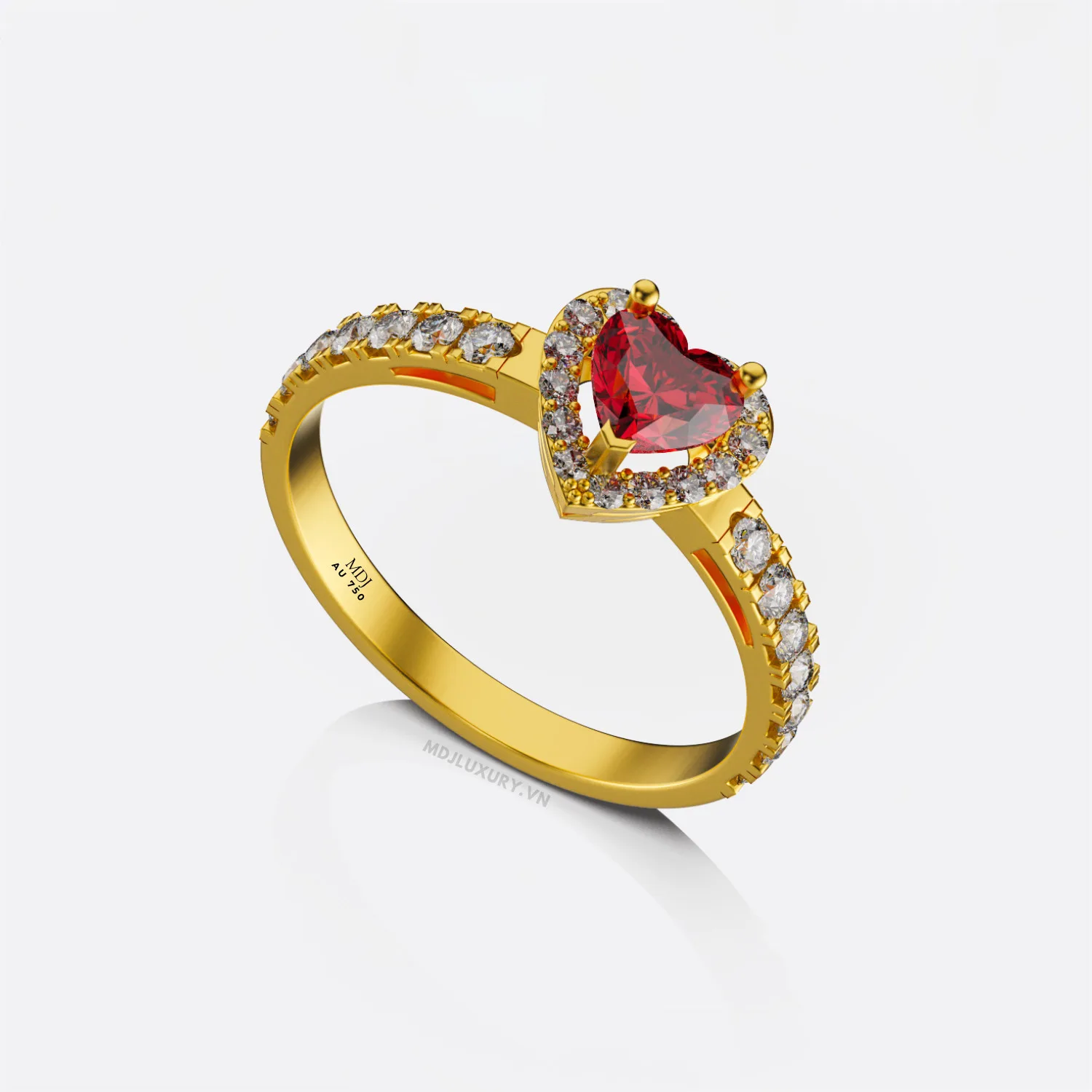 Nhẫn Cầu Hôn Trái TimRuby Cao Cấp MDJ NNU186
