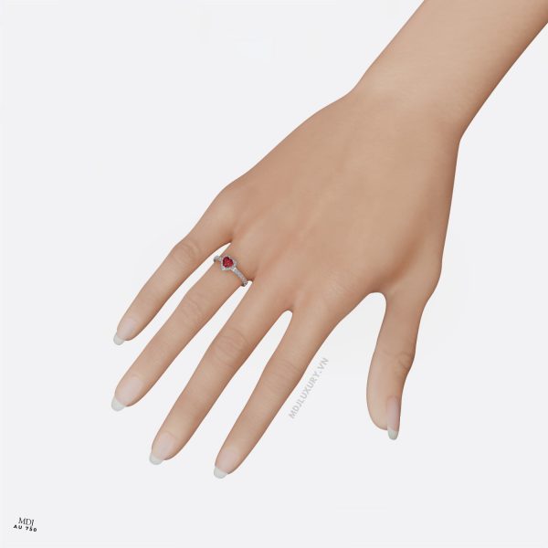 Nhẫn Cầu Hôn Trái TimRuby Cao Cấp MDJ NNU186