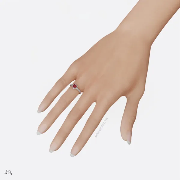 Nhẫn Cầu Hôn Trái TimRuby Cao Cấp MDJ NNU186