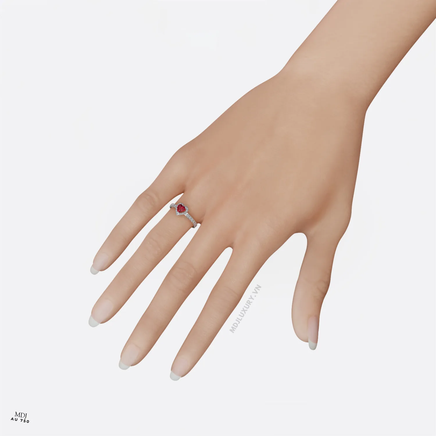 Nhẫn Cầu Hôn Trái TimRuby Cao Cấp MDJ NNU186