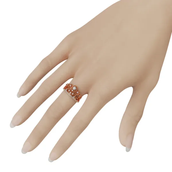 Nhẫn Nữ Vàng Tây 18K Hình Vương Miện Cao cấp NNU192