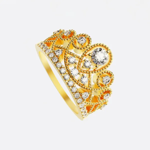 Nhẫn Nữ Vàng Tây 18K Hình Vương Miện Cao cấp NNU192