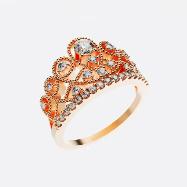 Nhẫn Nữ Vàng Tây 18K Hình Vương Miện Cao cấp NNU192