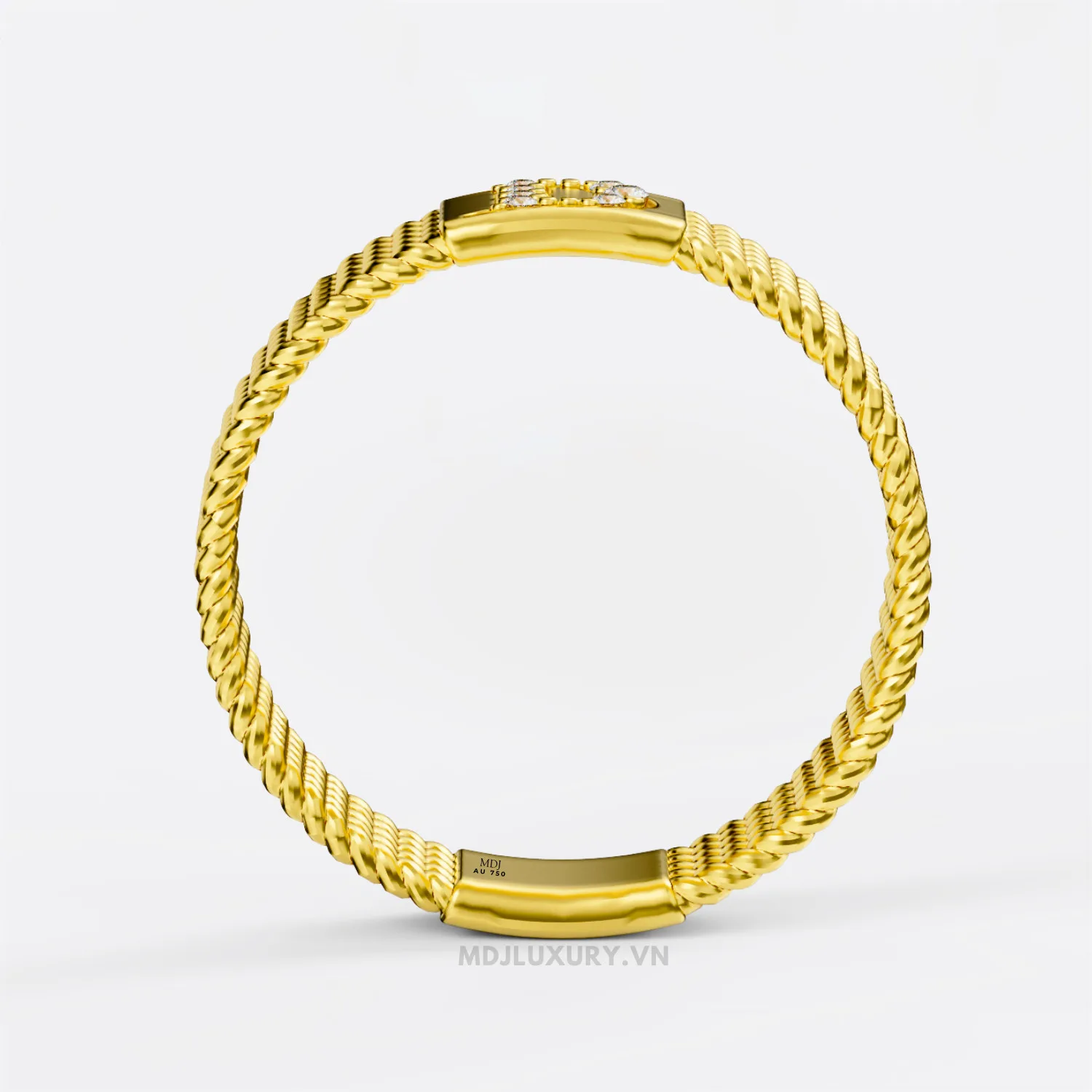 Nhẫn nam vàng 18K đính kim cương thiên nhiên cao cấp Chữ D NN380
