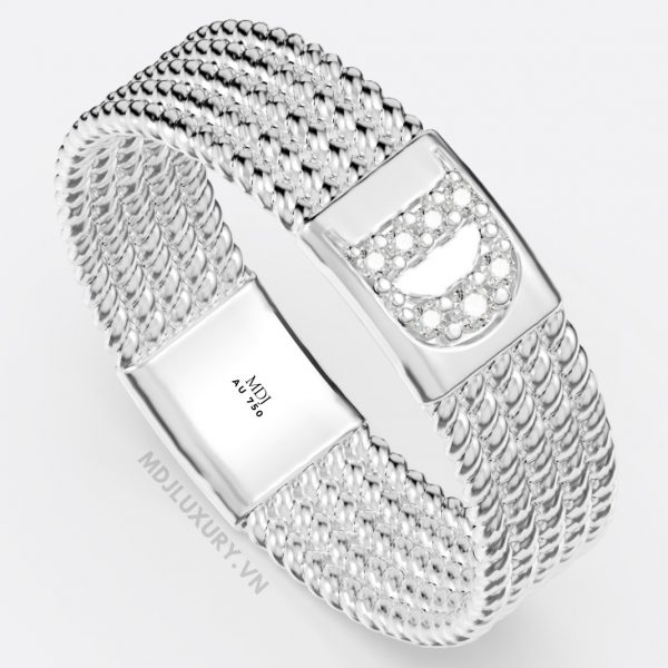 Nhẫn nam vàng 18K đính kim cương thiên nhiên cao cấp Chữ D NN380