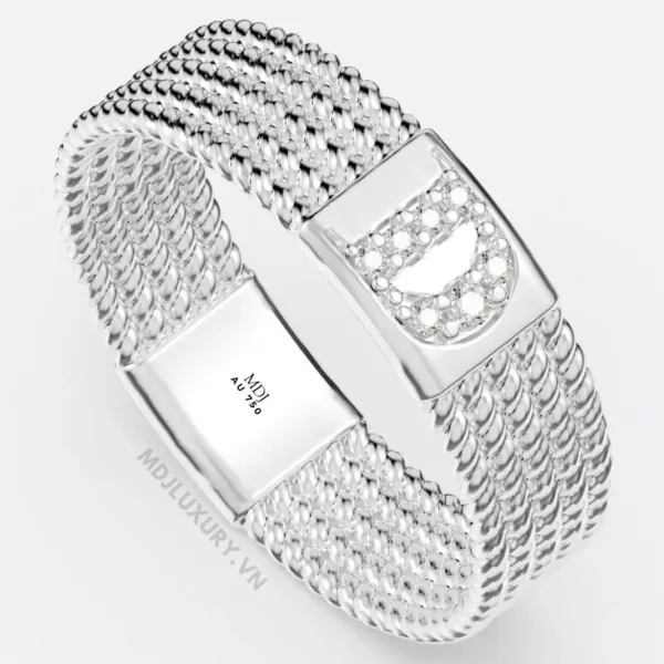 Nhẫn nam vàng 18K đính kim cương thiên nhiên cao cấp Chữ D NN380