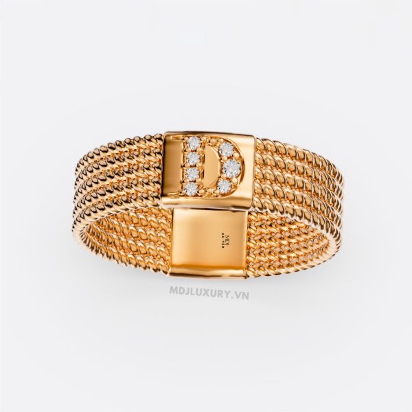 Nhẫn nam vàng 18K đính kim cương thiên nhiên cao cấp Chữ D NN380