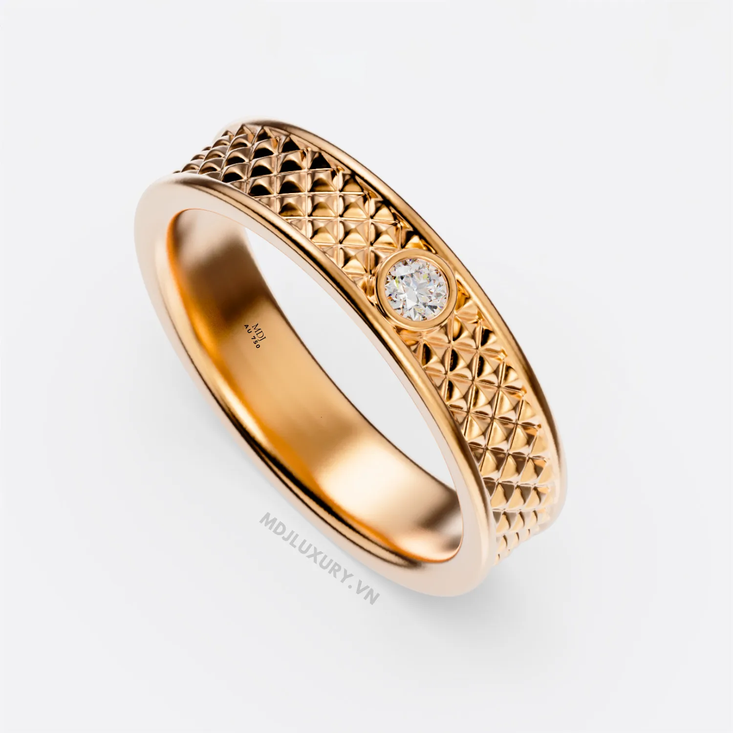 Nhẫn nam vàng 18K đính kim cương thiên nhiên cao cấp NN381