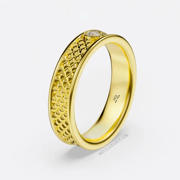 Nhẫn nam vàng 18K đính kim cương thiên nhiên cao cấp NN381