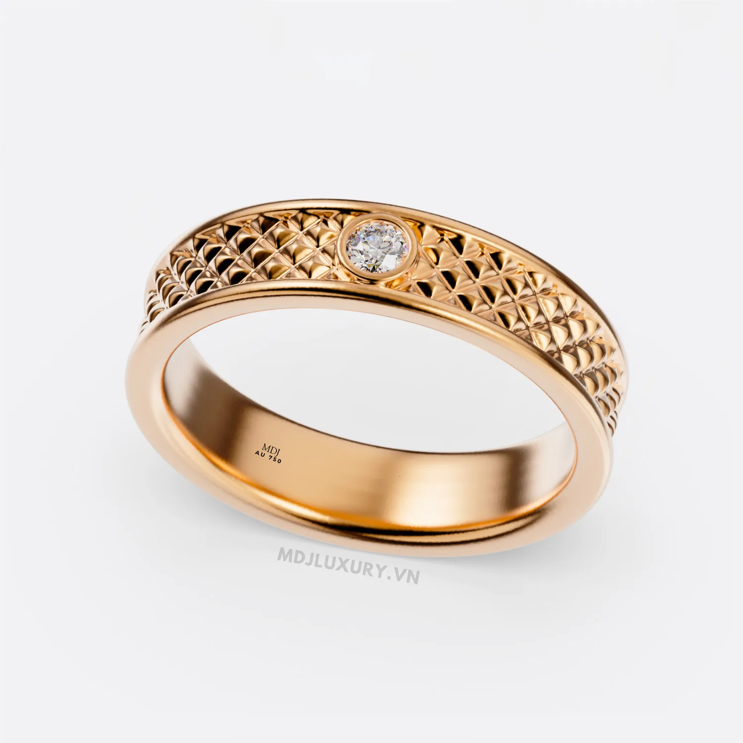 Nhẫn nam vàng 18K đính kim cương thiên nhiên cao cấp NN381
