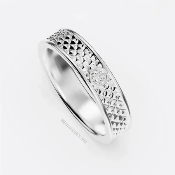 Nhẫn nam vàng 18K đính kim cương thiên nhiên cao cấp NN381
