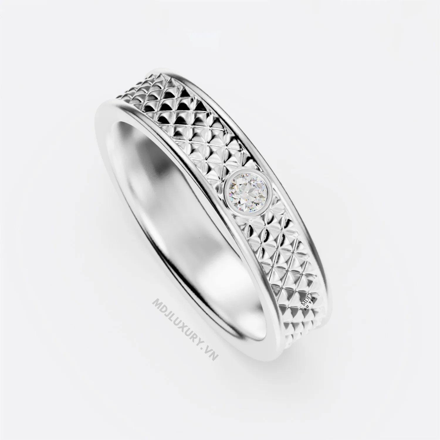 Nhẫn nam vàng 18K đính kim cương thiên nhiên cao cấp NN381