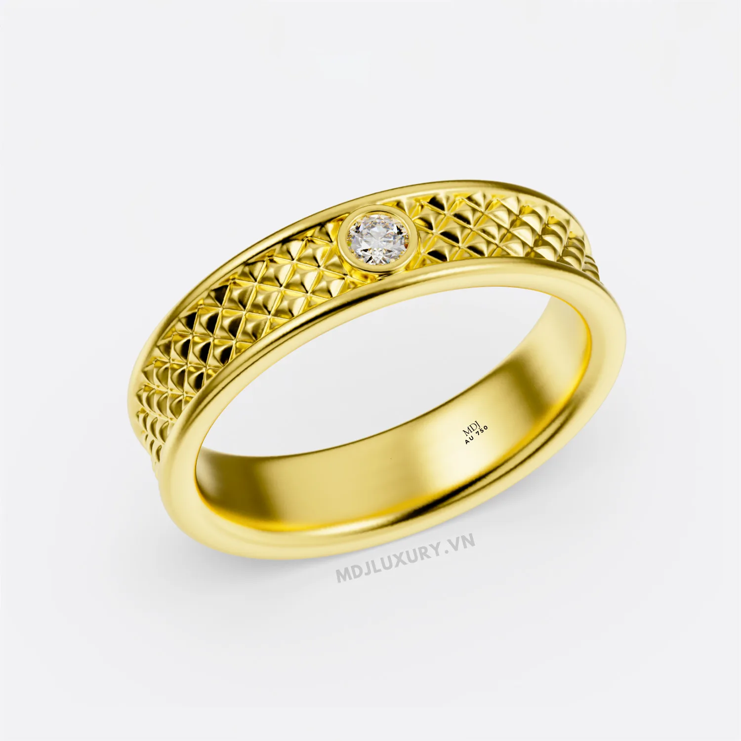 Nhẫn nam vàng 18K đính kim cương thiên nhiên cao cấp NN381