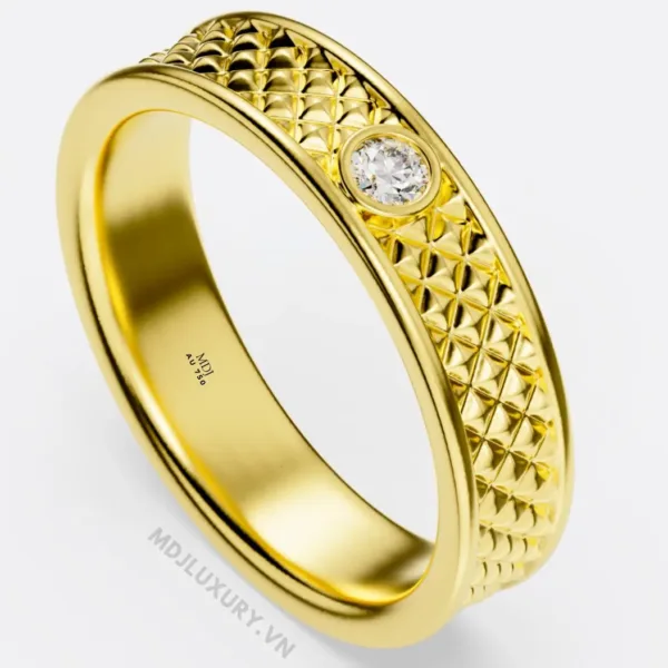 Nhẫn nam vàng 18K đính kim cương thiên nhiên cao cấp NN381